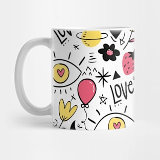 Kid Drawing Arrangement Art Deco Wallpaper Pattern Design Mug